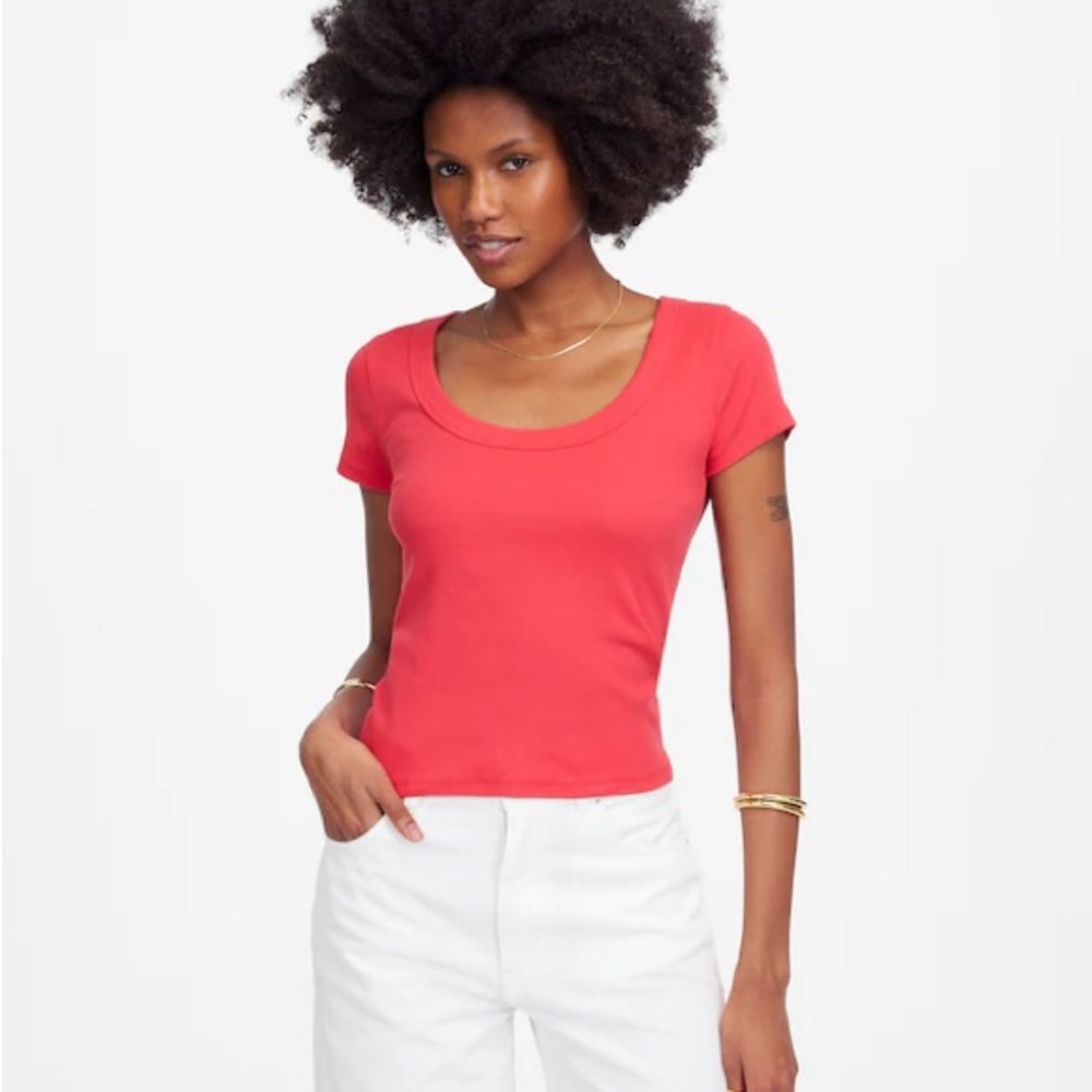 Madewell Re)generative Cotton Ribbed Scoopneck Tee